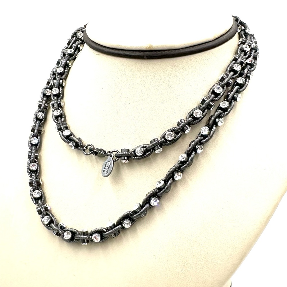 Nolan Miller Australian Crystal Gunmetal Rope Chain Necklace NWOT - Picture 5 of 10
